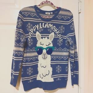 LLAMA PRINT ISLE HANNUKA HOLIDAY SWEATER